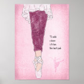 Ballerina Dancer op Pointe in Pink Poster (Voorkant)