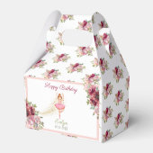 Ballerina Dancer | Roze Bloemen Ballet Verjaardag Bedankdoosjes (Achterkant)