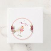 Ballerina Dancer | Roze Bloemen Ballet Verjaardag Bedankjes Labels (In situ)