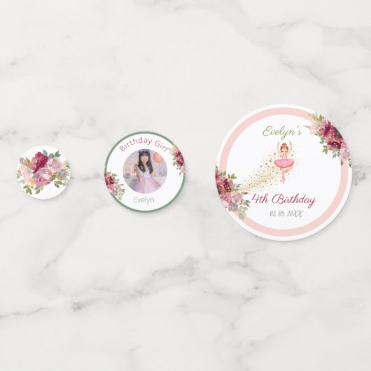 Ballerina Dancer | Roze Bloemen Ballet Verjaardag Confetti (Achterkanten)