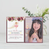 Ballerina Dancer | Roze Bloemen Ballet Verjaardag Kaart (Staand voorkant)