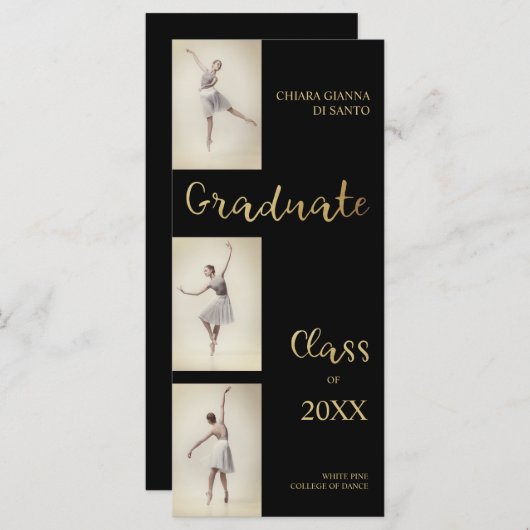 Ballerina Dancer Three Photo Dance Afstuderen (Voorkant / Achterkant)