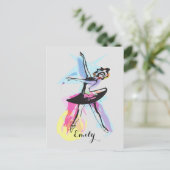 Ballerina Dancer Waterverf Gepersonaliseerd Briefk Briefkaart (Staand voorkant)