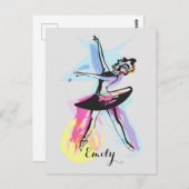 Ballerina Dancer Waterverf Gepersonaliseerd Briefk Briefkaart (Voorkant / Achterkant)