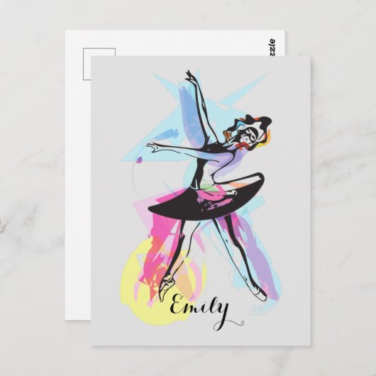 Ballerina Dancer Waterverf Gepersonaliseerd Briefk Briefkaart (Voorkant / Achterkant)