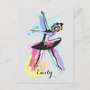 Ballerina Dancer Waterverf Gepersonaliseerd Briefk Briefkaart