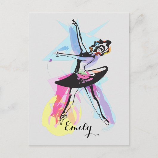 Ballerina Dancer Waterverf Gepersonaliseerd Briefk Briefkaart (Voorkant)