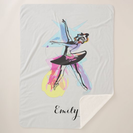 Ballerina Dancer Waterverf Theme Gepersonaliseerd Sherpa Deken (Voorkant)