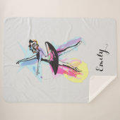Ballerina Dancer Waterverf Theme Gepersonaliseerd Sherpa Deken (Voorkant (horizontaal))