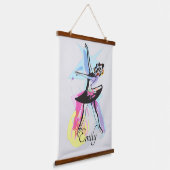 Ballerina Dancer Waterverf Theme Hangend Wandkleed (Gebogen)