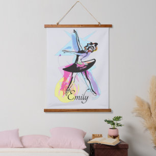 Ballerina Dancer Waterverf Theme Hangend Wandkleed