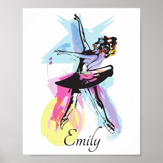 Ballerina Dancer Waterverf Theme Poster (Voorkant)