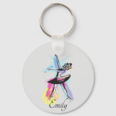 Ballerina Dancer Waterverf Theme Sleutelhanger (Voorkant)