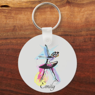 Ballerina Dancer Waterverf Theme Sleutelhanger