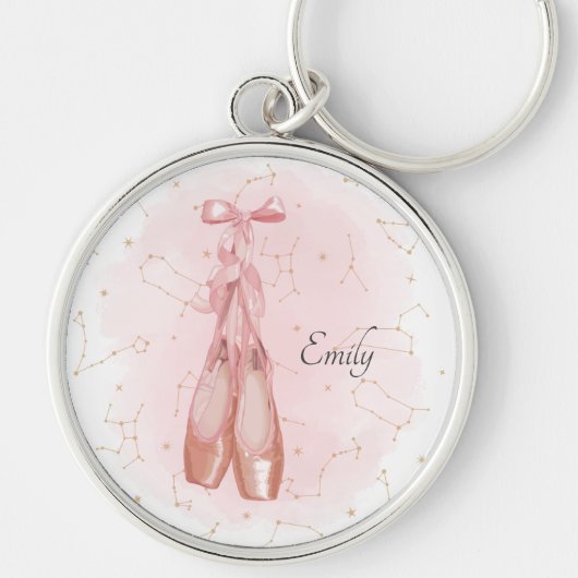 Ballerina Dancer Waterverf Theme Sleutelhanger (Voorkant)