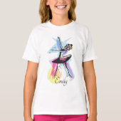 Ballerina Dancer Waterverf Theme T-shirt (Voorkant)