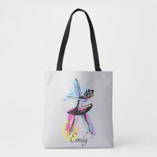 Ballerina Dancer Waterverf Theme Tote Bag (Voorkant)