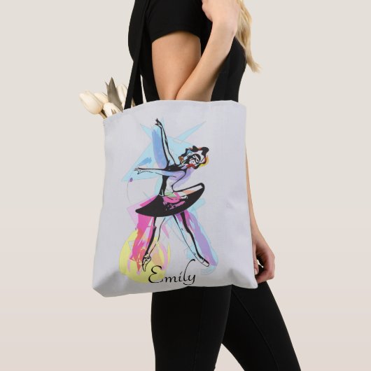 Ballerina Dancer Waterverf Theme Tote Bag (Dichtbij)