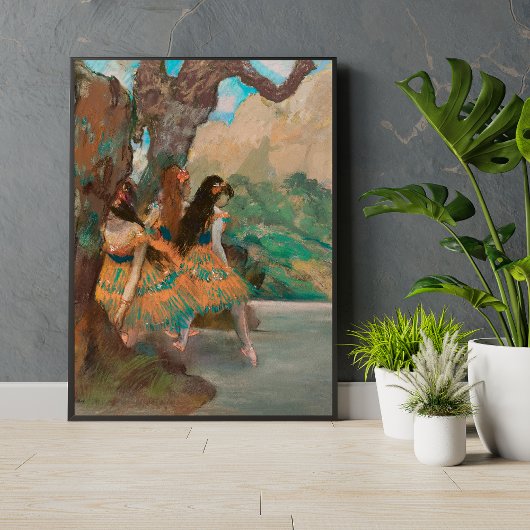 Ballerina Dancers in Sinaasappel van Edgar Degas V Poster