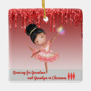 Ballerina Dancing for Grandouders at Kerstmis Ce Keramisch Ornament