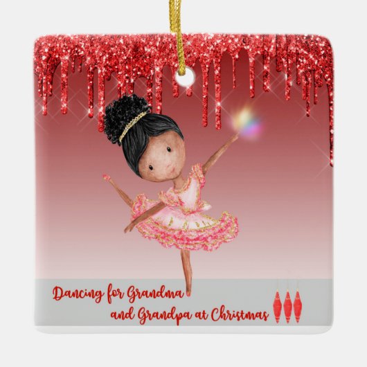 Ballerina Dancing for Grandouders at Kerstmis Ce Keramisch Ornament (Voorkant)
