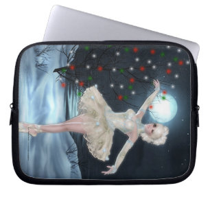 Ballerina Dancing Girl: Fantasy kerstHoesje Laptop Sleeve