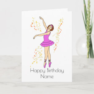 Ballerina Dancing Girl Pink Birthday Kaart