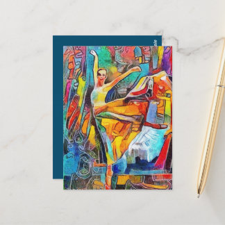 Ballerina Dancing in Colorful Landscape Briefkaart