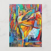Ballerina Dancing in Colorful Landscape Briefkaart (Voorkant)