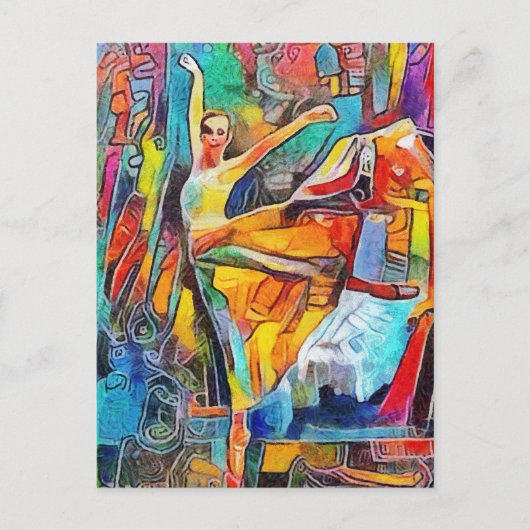 Ballerina Dancing in Colorful Landscape Briefkaart (Voorkant)