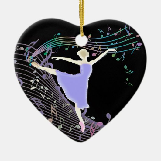 Ballerina Dancing in Fantasy Rainbow-Muzieknoten Keramisch Ornament (Voorkant)