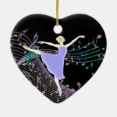 Ballerina Dancing in Fantasy Rainbow-Muzieknoten Keramisch Ornament (Achterkant)
