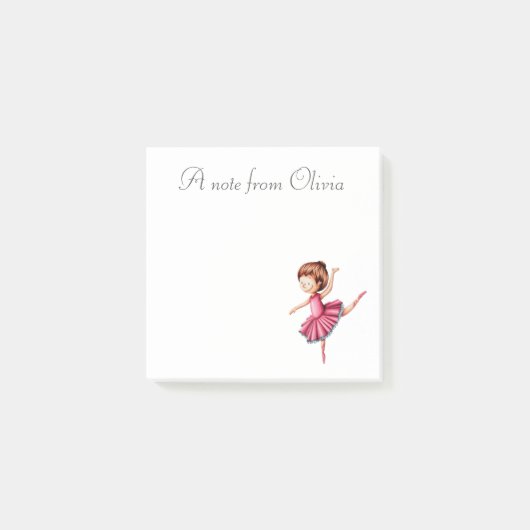Ballerina Dancing in Pink Dress Personalized Post-it® Notes (Voorkant)