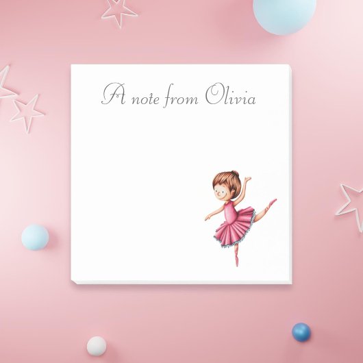 Ballerina Dancing in Pink Dress Personalized Post-it® Notes