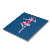 Ballerina Dancing on Blue Tile Tegeltje (Zijkant)