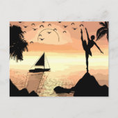 Ballerina Dancing Sunset Abstracte silhouette Art Briefkaart (Voorkant)