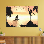 Ballerina Dancing Sunset Abstracte silhouette Art Canvas Afdruk (Insitu (Woonkamer))