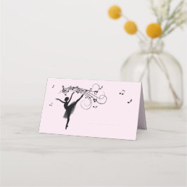 Ballerina Dancing with Music Area Lined for Name Plaatskaartje