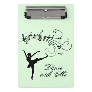 Ballerina Dancing with Music Green Mini Klembord