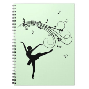 Ballerina Dancing with Music Green Notitieboek