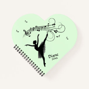 Ballerina Dancing with Music Green Notitieboek