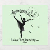Ballerina Dancing with Music Green Sparkling Wijnetiket (Enkel label)