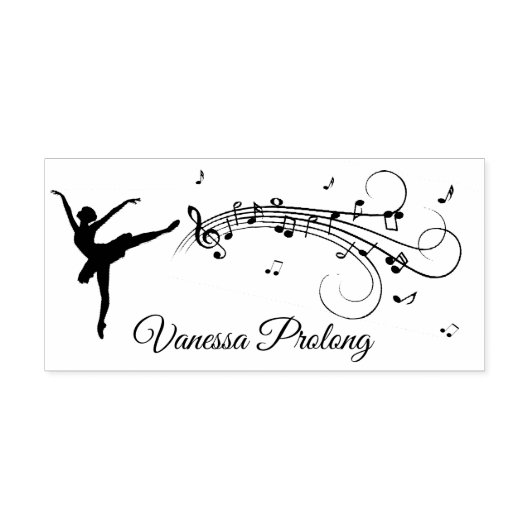 Ballerina Dancing with Music Personalized Rubberstempel (Afrduk)