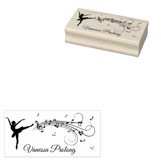 Ballerina Dancing with Music Personalized Rubberstempel (Gestempeld)