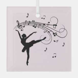 Ballerina Dancing with Music Pink Glas Ornament