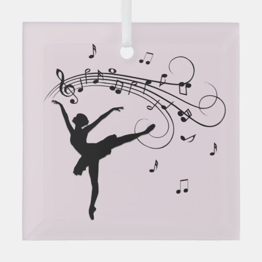 Ballerina Dancing with Music Pink Glas Ornament (Voorkant)