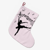 Ballerina Dancing with Music Pink Grote Kerstsok (Voorkant (Hangend))