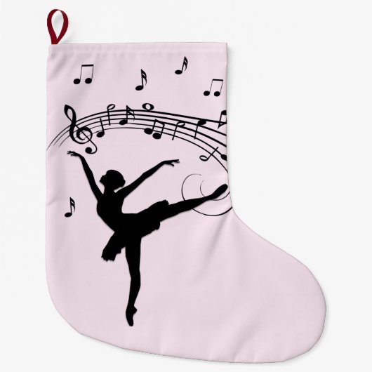 Ballerina Dancing with Music Pink Grote Kerstsok (Voorkant)