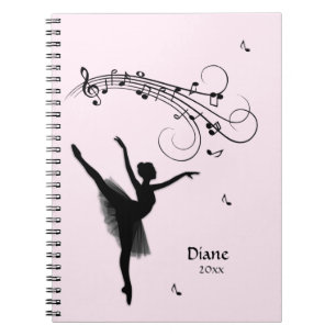Ballerina Dancing with Music Pink Notitieboek