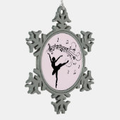 Ballerina Dancing with Music Pink Tin Sneeuwvlok Ornament (Links)